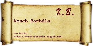 Kosch Borbála névjegykártya